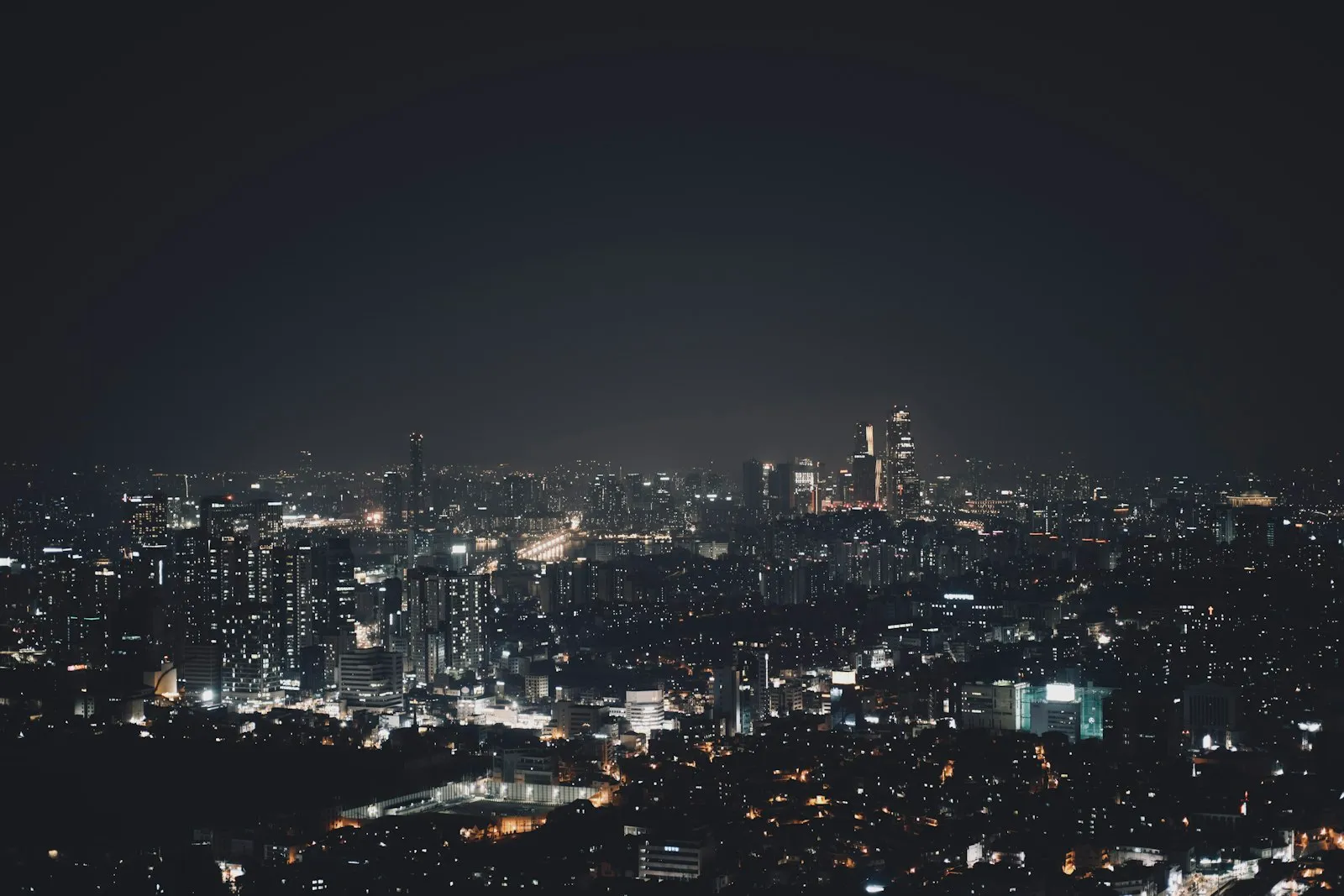Night view of a city full of lights